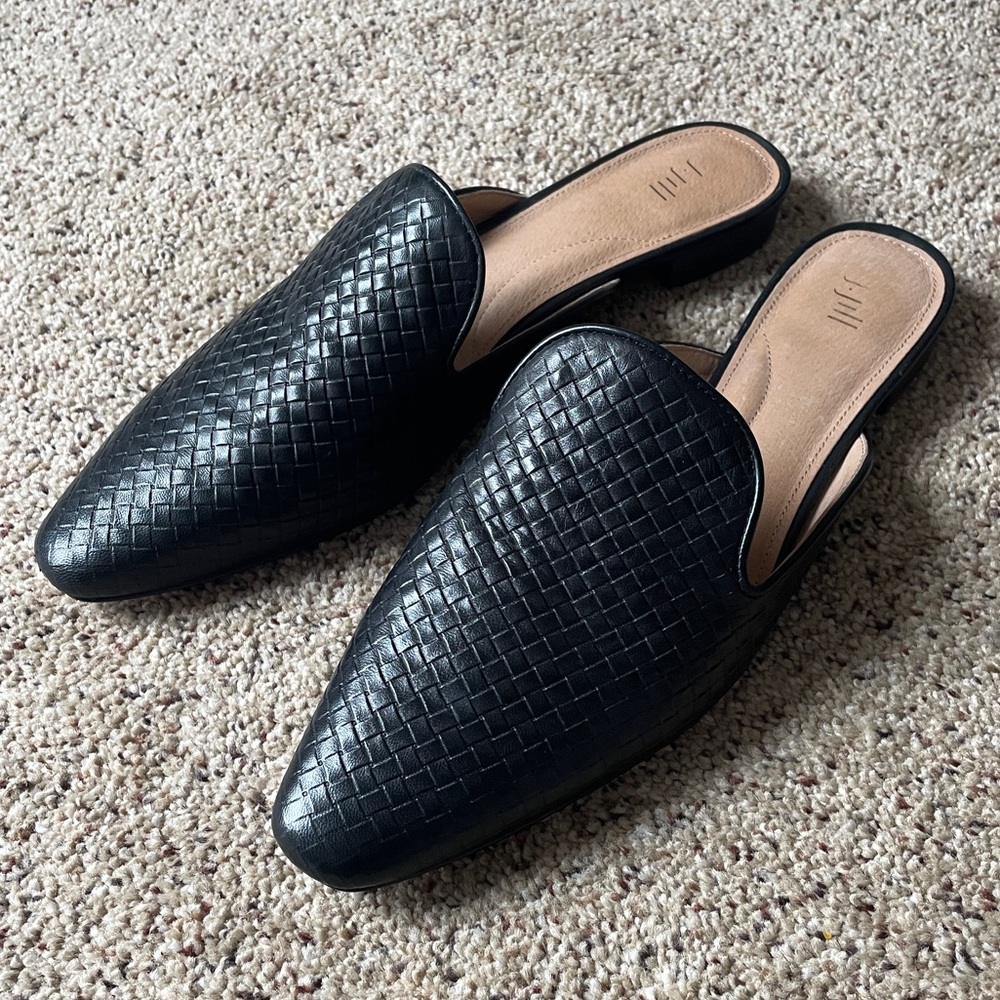 J. Jill Textured Leather Mules 10 Black